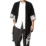 Hzcx Fashion Men's Cotton Linen Blends Vintage Cloak Open Front Coat QT4021-F003-85-US XL TAG 5XL