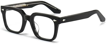 Clear Lens Black and Transparent Plastic Frame Eyeglasses, Rectangular