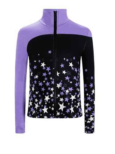 YiZYiF Kids Girls Fleece-Lined Long Sleeve Jacket Outerwear Color Block Star Printed Zipper Sweatshirt Sport Tops3