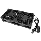 AuyiHomu 240mm Dual USB Cooling Fan, 2 x 120mm 5V USB Powered Cooling Fans with Inline On/Off Switch, Quiet Fan for Router, TV Box, Receiver, DVR, Laptop, AV Cabinet and Electronics