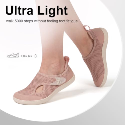 Image of LeIsfIt Wide Toe Box Diabetic Shoes for Women Zero Drop Barefoot Sneakers Breathable Adjustable for Edema Swollen Feet & Seniors