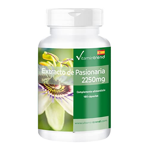 Pasiflora en cápsulas – Extracto de flor de la pasión – Pasionaria – 2250mg Consumo diario – Passiflora incarnata – 180 cápsulas veganas | Vitamintrend®