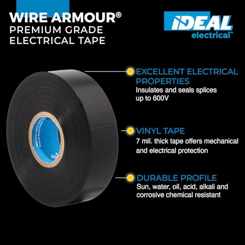 Image of Ideal Industries INC. 46-33 Black 7 Mil Wire Armour UL Listed 3 /4 in. Professional Vinyl Black Electrical Tape