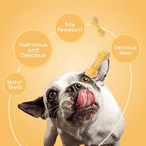 Nobleza 100% Natur Kauknochen Hundeknochen Speziell, 6.4 cm x 18 Stück, aus Gepresster Rinderhaut, Geknotete Kauknochen für Welpen und Kleine Hunde, Qualitätskauartikel ohne Chemie