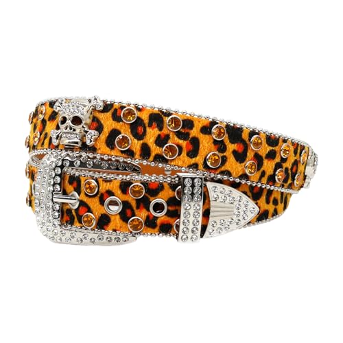 Punk PU Waist Belt For Jean Heavy Duty Hip Hop Belt Waistband Glinting Buckle With Encrusted Rhinestones