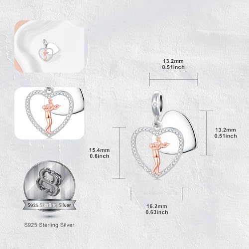 Image of PROESS Father Mother Daughter Charm fit Charms Bracelet Sterling Silver Charms for Bracelets Birthday Valentines Day Gifts for Daughter Mother Lover