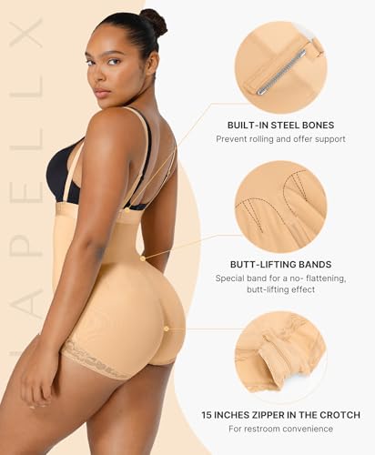 Image of SHAPELLX Fajas Colombianas Shapewear for Women Tummy Control Postpartum Body Shaper Butt Lifting Open Bust Bodysuit