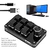 Yoidesu 6 Key Mini Keypad with Knob, Multifunctional Programmable Macro Keyboard, with 6 Fully Programmable Keys, DIY Mechanical Keyboard for Game(Full Black)