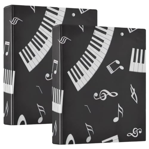 Classeur à 3 anneaux en D avec poches motif piano pour l'école et le bureau