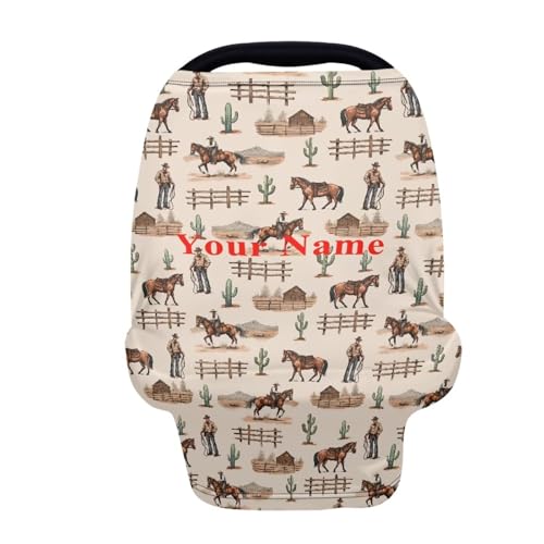 Belidome Western Cowboy Nursing Breastfeeding Scarf with Custom Name Elastic Breathable Carseat Canopy