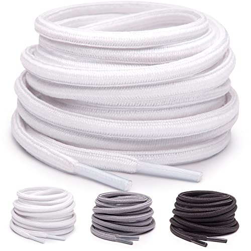 Miscly [3 Pairs] Oval Elastic Shoelaces - Oval Stretch Shoe Laces (27", White) Cover