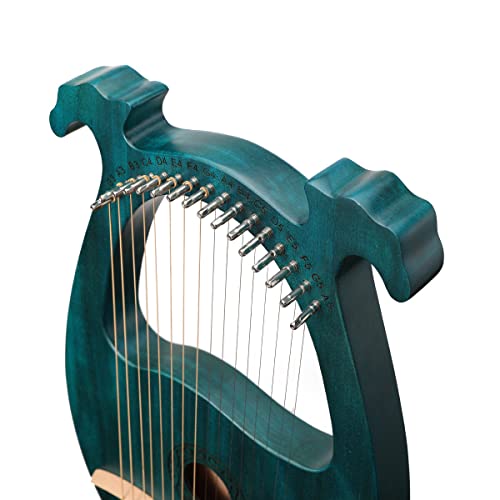 Lfhelper Lyre Harp, 16 Metal Strings Bone Saddle Mahogany Lyre Harp with Tuning Wrench