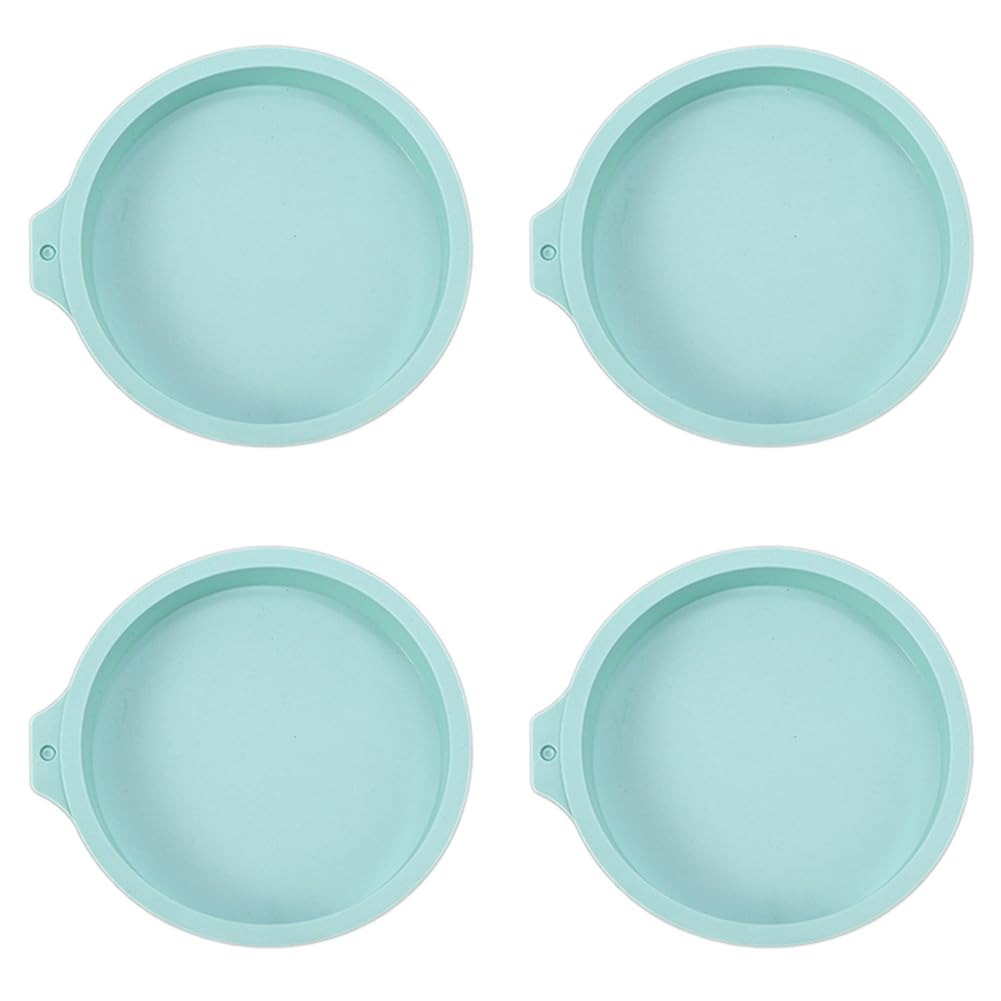 CTRLZS 4 PCS Cake Pan Round Cake Layer Set Silica Gel for Baking Tool Rainbow Cake and Mousse, Blue, 6Inch