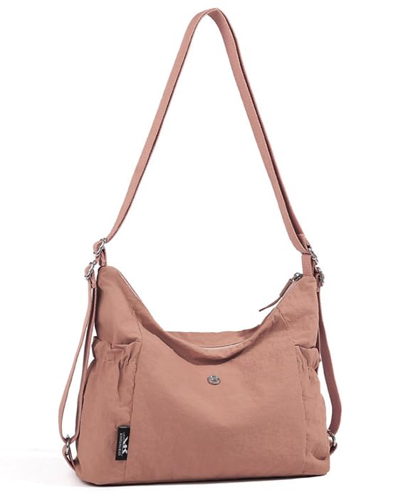 Bolso Tote convertible para mujer nylon rosa miniatura 1