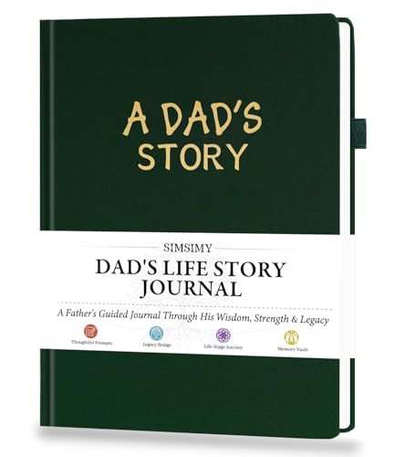 SIMSIMY Dad's Life Story Journal, Hardcover Father Story Guided Journal with Prompt Questions, Dad Memory Keepsake Heirloom Book Gift for Father's Day, Birthday, Christmas from Daughter & Son
