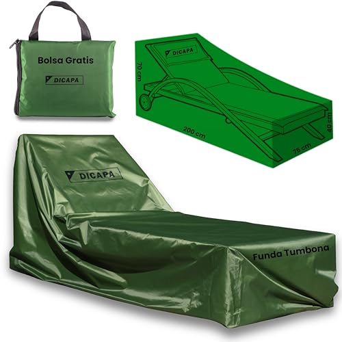 DICAPA Funda Tumbona Jardin (200x75x70cm) Funda Tumbona Exterior Impermeable, Fundas para Tumbonas (Verde) Funda Hamaca Jardin