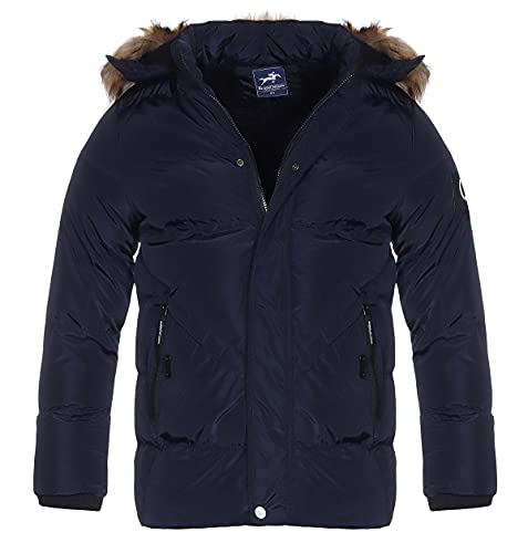 ZARMEXX Veste d'hiver à capuche pour enfant garçon et fille avec doublure polaire, bleu marine, 10 ans Cover