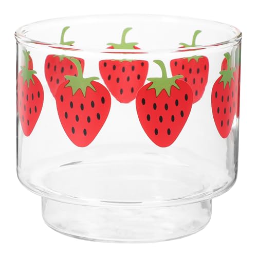 MOLUCKFU Strawberry Milk Cup Cutest Glass Mug for Kitchen Decor Latte Tea Water