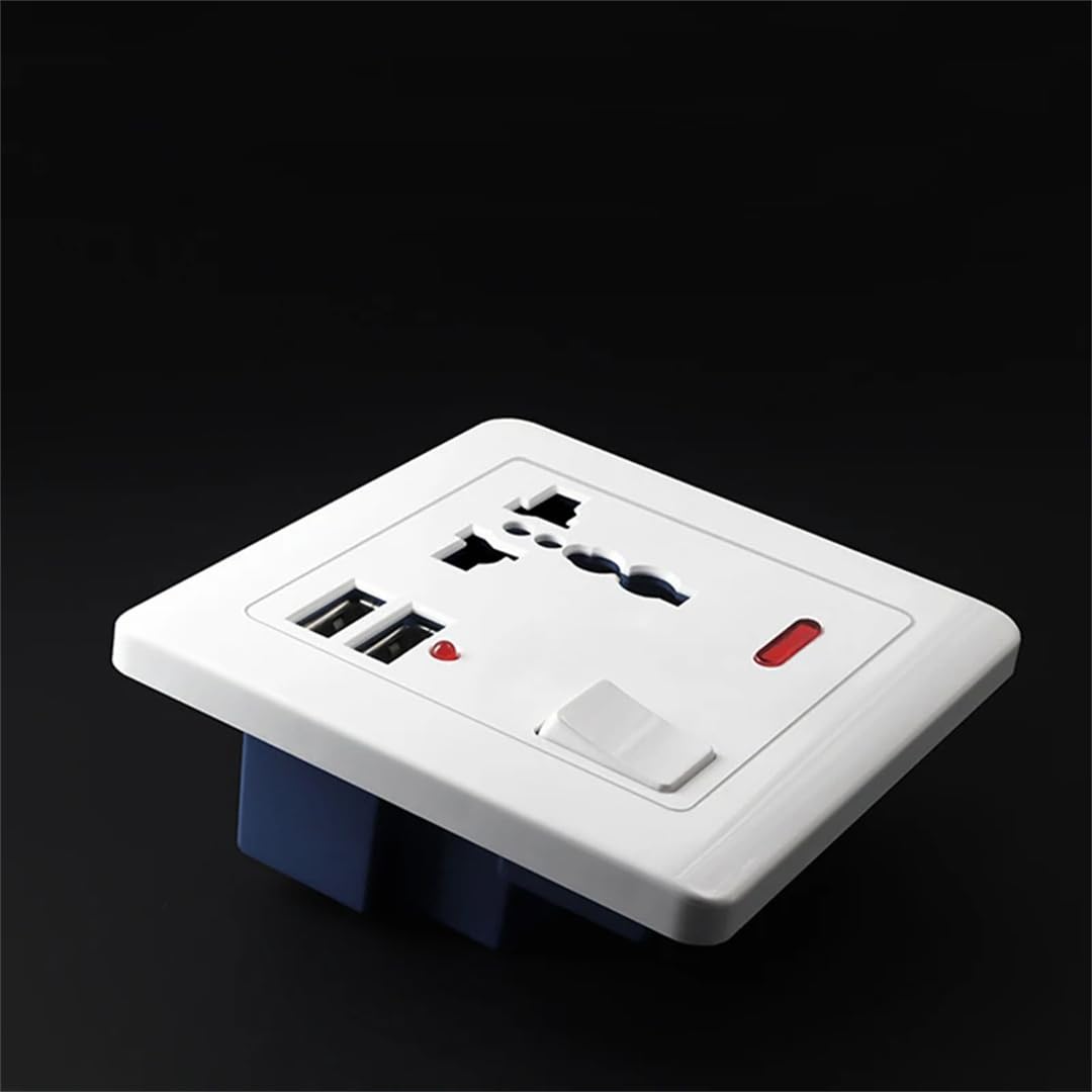 Prise Usb Universelle À 3 Trous, Prise De Courant Ue Dorée Avec Interrupteur De Commande 2,1 A, Double Prise Usb Murale À Charge Rapide Golden 110-250V