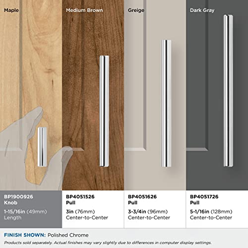 Amerock | Cabinet Knob | Polished Chrome | 1-15/16 Inch (49 Mm) Length | Bar Pulls | 1 Pack | Drawer Knob | Cabinet Hardware #TOP2