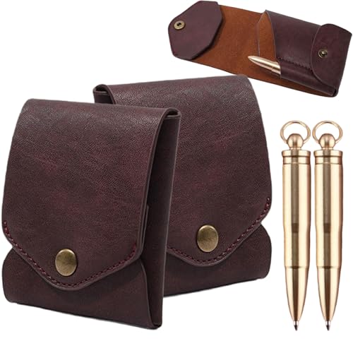 Multifunctional Compact Wallets, Vintage Handmade Leather Wallet, Handmade Wallet, Slim Simple Men's Wallets Built-In Pen Slot (Wallet+pen) (2pcs)