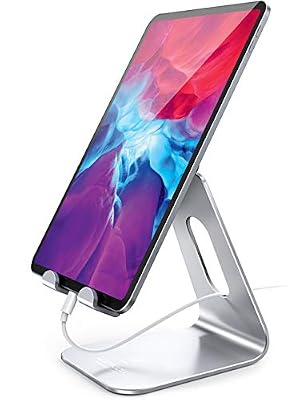 Lamicall Tablet Stand, Tablet Holder for Desk - Multi-Angle Adjustable Tablet Desktop Dock Gifts, Compatible with iPad Pro 11, 12.9, Air, Mini, Fire HD, Galaxy Tab, and Other 4-13" Tablets, Silver