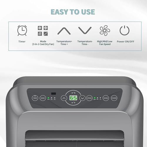 Image of Shinco 12,000 BTU Grey Portable Air Conditioner, Portable AC Unit with Built-in Cool, Dehumidifier&Fan Modes for Room up to 450 sq.ft, with Remote Control, 24 Hour Timer, Installation Kit
