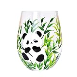 WAIT FLY Hand-painted Wine Glasses for Party Wedding Home Table Decoration-Panda-16 OZ