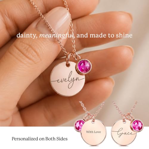 Custom Name Necklace with Birthstone for Women - Personalized Gift - Custom Birthday Gifts for Women, Mom, Grandma, Mama - Customized Name Plate Necklaces for Her - Jewlery Birthstone Charm - Image 2