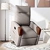 Mandloder Fauteuil de relaxation électrique avec aide au relèvement, en tissu taupe, inclinaison à 135°, rembourrage confortable, poche latérale, cadre solide, pour salon et personnes âgées, charge