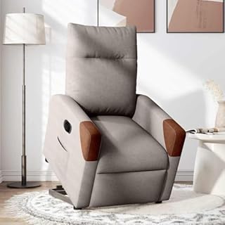 Mandloder Fauteuil de relaxation électrique avec aide au relèvement, en tissu taupe, inclinaison à 135°, rembourrage confortable, poche latérale, cadre solide, pour salon et personnes âgées, charge