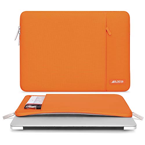Mosiso Laptop Sleeve Bag Compatible With Macbook Air/Pro, 13-13.3 Inch Notebook, Compatible With Macbook Pro 14 Inch 2023-2021 A2779 M2 A2442 M1, Polyester Vertical Case With Pocket, Orange #TOP1