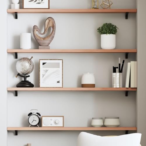 Estantería de pared de madera maciza tratada repisas roble 100x10x2 2