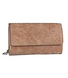 Braune Clutch aus Wildlederimitat mit floraler Prägung