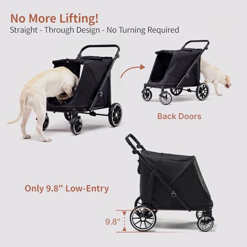 Image of Dog Stroller for Large Dogs (Black, Large Pet Stroller)