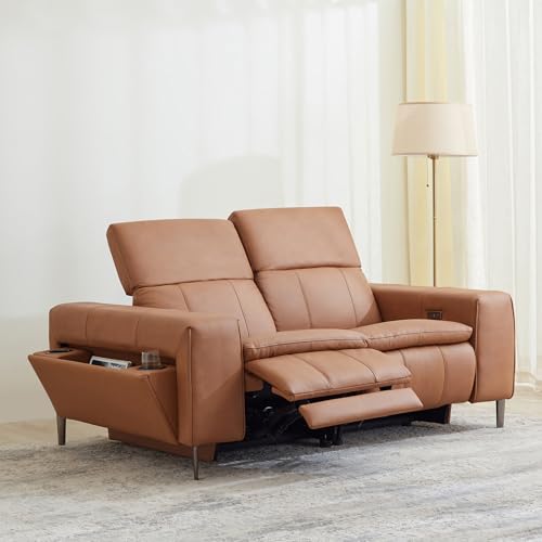 Image of Home Centre | Martian Half Leather 2-Seater Electric Recliner | Recliner Sofa for Living Room | Solid Wood | Tan | 1 Year Warranty