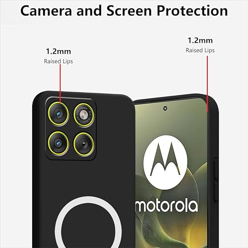 Image of SBMS Silicone Back Cover Case for Motorola Edge 70 | Soft Micro-Fibre Lining Inside | Magsafe Print On Back Side Camera Protection Bump | Shockproof Case for Moto Edge 70 (Magsafe Print Big Black)