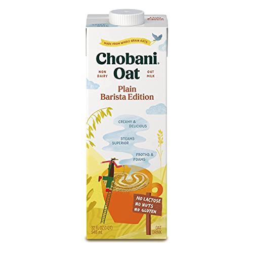 Chobani Oat Milk, Plain Oat Barista Edition, Shelf Stable Non Dairy Milk, Creamer, Vegan Friendly, Gluten-Free, 32 FL OZ (Pack-6)