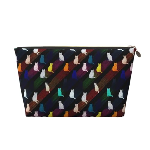 GVYGVY Organizador pequeño de neceser de viaje para maquillaje, diseño de silueta de gato colorido, bolsa de aseo de viaje para mujeres y hombres, bolsas organizadoras para bolso con cremallera