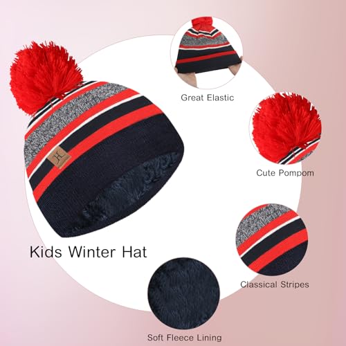 Kids Winter Hat, Scarf & Gloves Set - Knit Beanie Hat, Fleece Lined for 3-8 Year Olds4