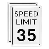 M METERXITY 2-Pack Speed Limit 35 MPH Sign, 16' x 12' Aluminum Weather Resistant Waterproof Rust Free Traffic Sign with 2 Pre-Drilled Holes for Outdoor/Indoor Use