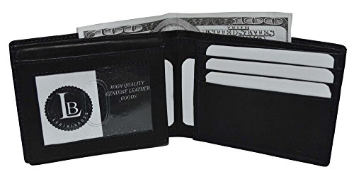 Bifold Wallet Men's Genuine Leather Black Credit/id Card Holder Slim Purse Gift2