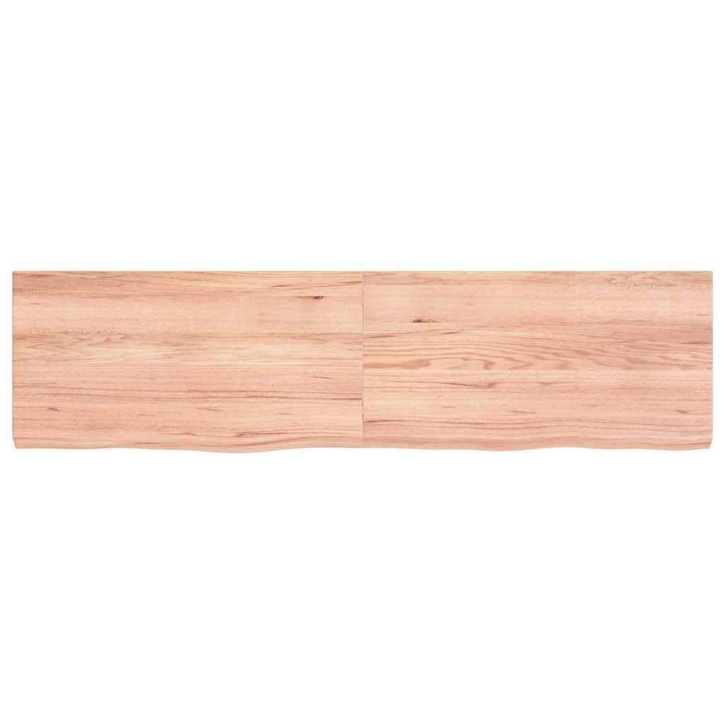 Piano per lavabo in legno massello di rovere marrone chiaro, 120 x 30 x (2-4) cm, con bordo naturale, per bagno, cucina, piano di lavoro, scaffale, piano da scrivania, versatile, robusto e