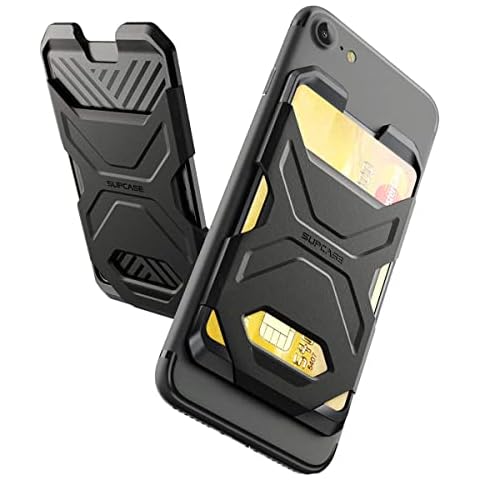 SUPCASE Adhesive Slim Wallet,(2-Pack) Ultra Thin Stick-On Silicone Credit Card Holder Sticker Adhesive Cell Phone Wallet Compatible for Most Smartphones（not fit Mobile Phones with Curved Back）(Black) Cover