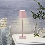 Mikasa LED Cordless Metal Table Lamp, Portable Rechargeable 5,000 mAh, 3 Color Stepless Dimming, Pink, 4.25x4.25x14.8 Inch - Image 4