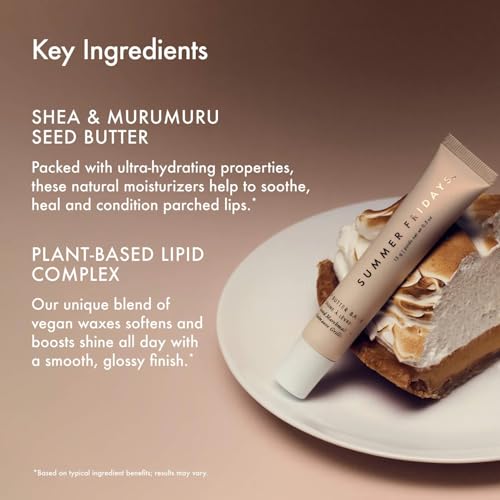 Image of Summer Fridays Lip Butter Balm - Moisturizing Lip Gloss for Instant Shine + Sheer Color - With Nourishing Shea Butter - Everyday Makeup + Skin Care Summer Essentials - Toasted Marshmallow (.5 Oz)