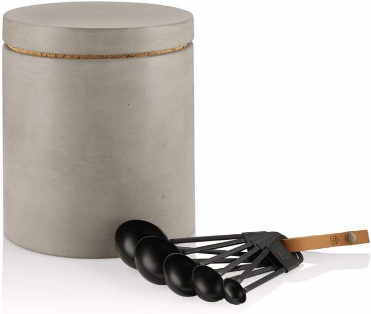 Minimalist Concrete Kitchen Canister with Cork Lid – Modern Storage Jar for Countertop, Pantry, or Bathroom – Ultra Durable Container for Dry Goods, Spices, or Essentials (White)