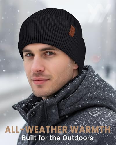 Fleece Lined Winter Beanie for Men Women Warm Windproof Beanies Hats Thick Knit Winter Hat for Cold Weather - Image 5