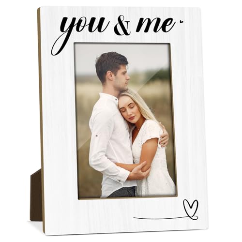 EULNNOI You and Me Picture frame, Best Anniversary Wedding Gifts for Boyfriend Girlfriend Couples, Wooden Picture Frame Fits 4x6 Inch Photo, Home Office Desktop Nightstand Decor -007