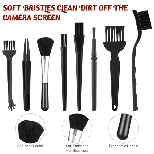 CIATBYYJ 8 Stück Nylon Antistatik Bürsten, Computer Tastatur Reinigungsset für Tastaturen, Laptop Leiterplatten, Leitende Böden,Motherboards Pc Reinigungsbürsten-Set